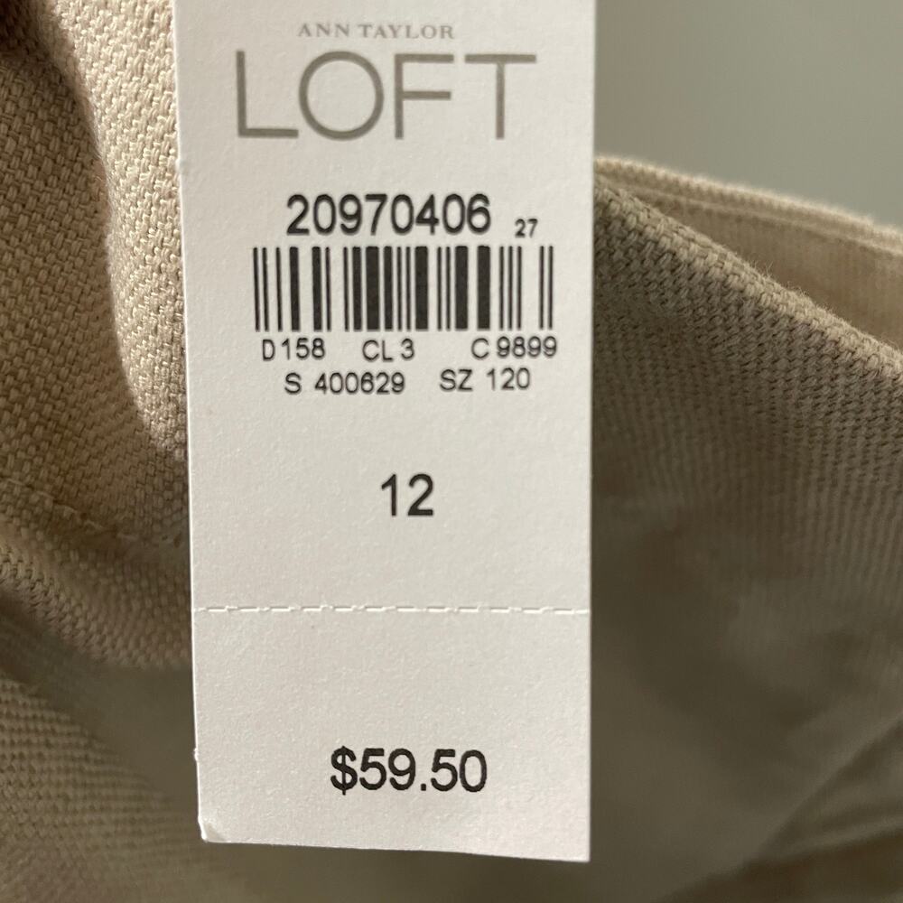 Ann Taylor Loft The Riviera Short Tan Fringe Hem Sizes 12 Linen/Cotton NWT - Picture 7 of 7